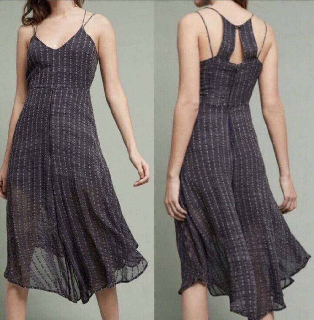 Anthropologie HD in Paris Harbor Crop Wide Leg Jumpsuit Navy 6P Fairy Bohemian